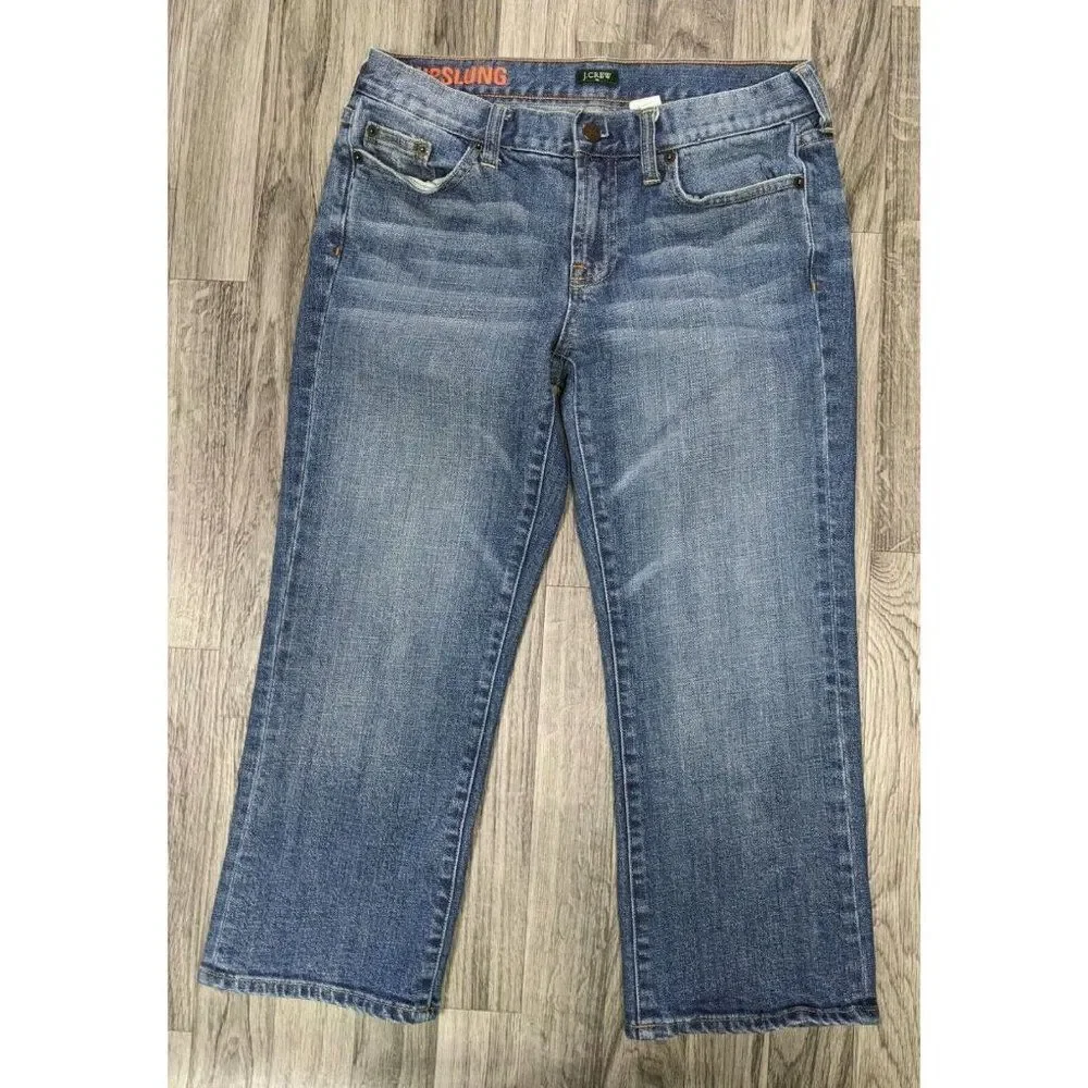 J. Crew Womens Size 29 Pockets Hipslung Whiskered‎ Denim Blue Jeans Capris
